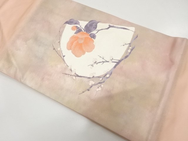JAPANESE KIMONO / CAMELLIA / PLUM BLOSSOM PATTERN WOVEN- NAGOYA OBI